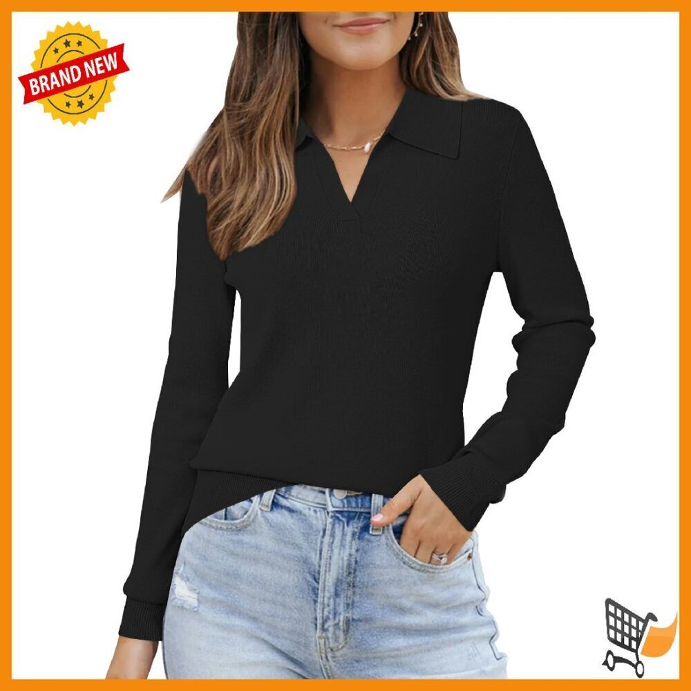 Wool Blend Collared Pullover Sweater Business Casual Fall Tops